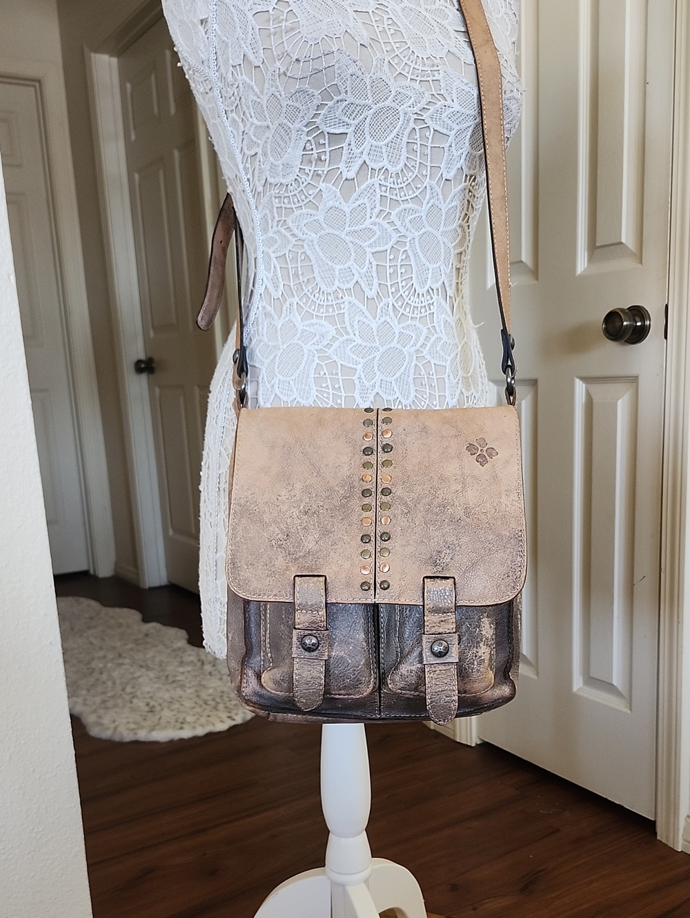 Patricia Nash Distressed Large Boho Western Messenger Bag With Manufacturer Flaw